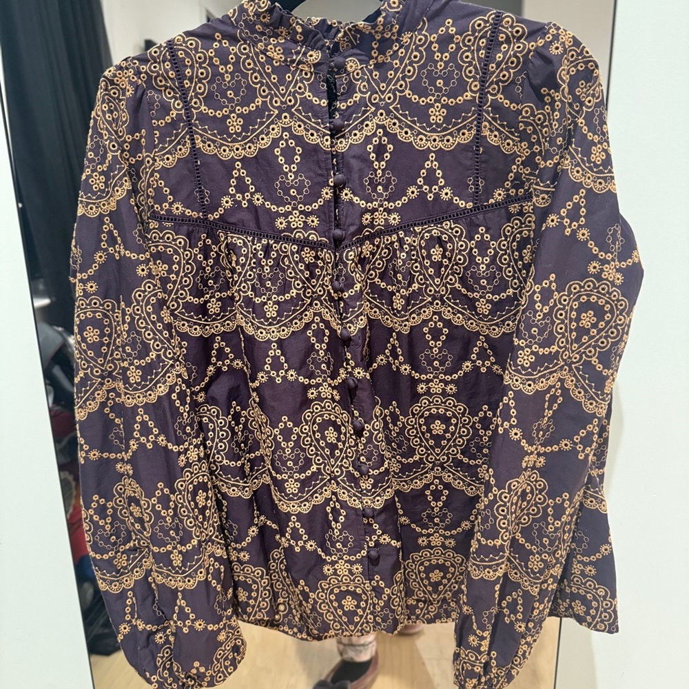 Purple and Gold Blouse with Intricate Pattern